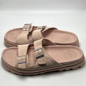 Palladium Womens Pink Suede Double-Buckle Sandals sz M8 W 9.5 UK7 EU41